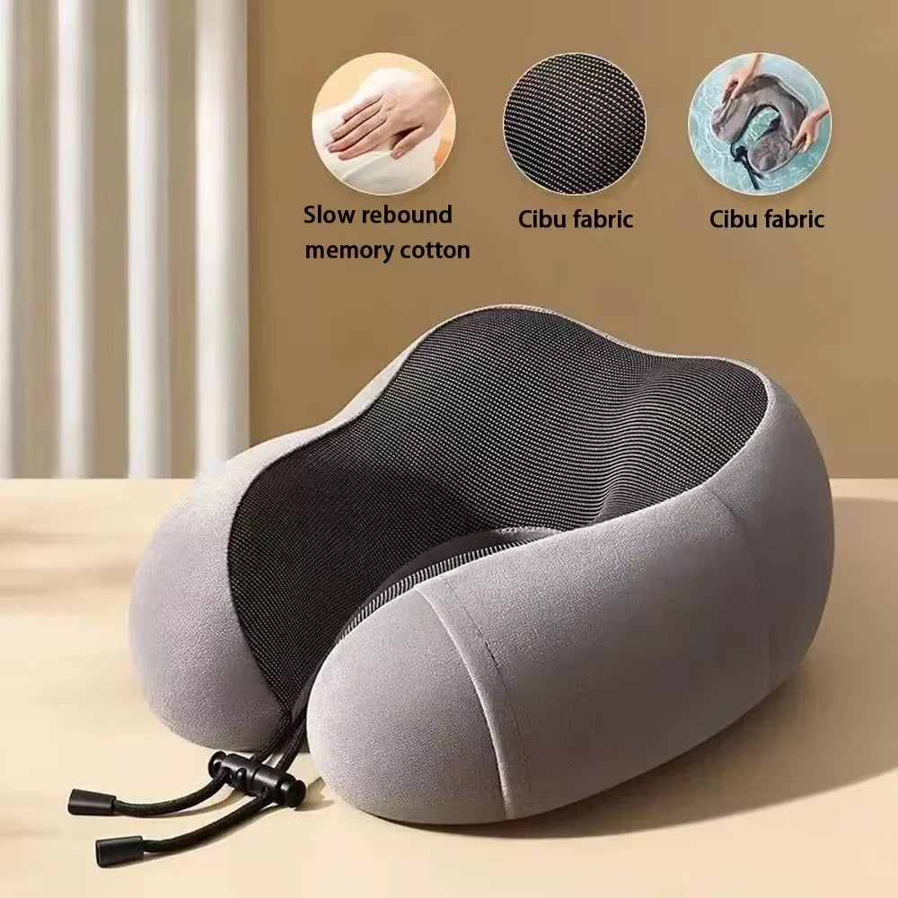 Memory Foam U-Shaped Pillow Neck Support Travel Portable Student Sleeping Aid Airplane Pillow Neckrest U-Pillow