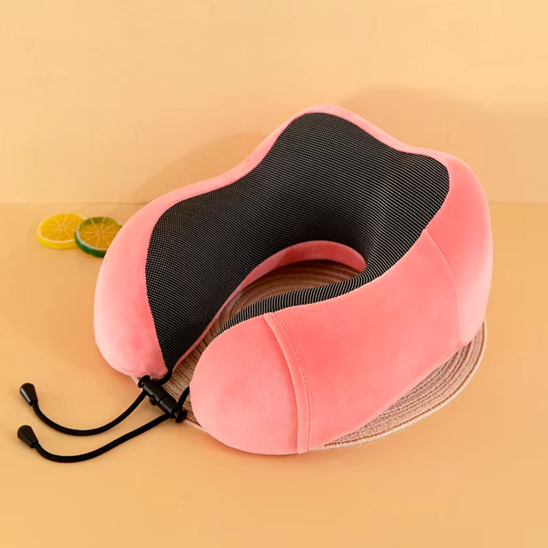 Memory Foam U-Shaped Pillow Neck Support Travel Portable Student Sleeping Aid Airplane Pillow Neckrest U-Pillow