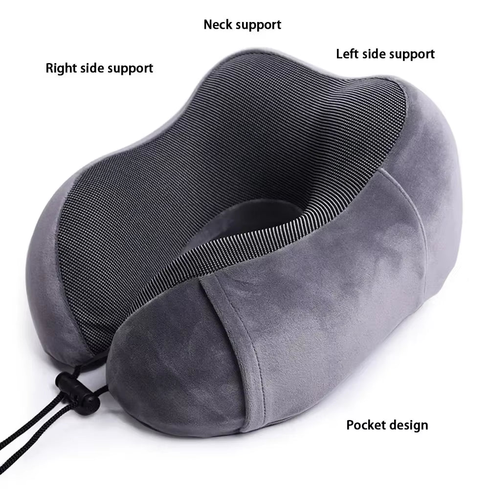 Memory Foam U-Shaped Pillow Neck Support Travel Portable Student Sleeping Aid Airplane Pillow Neckrest U-Pillow