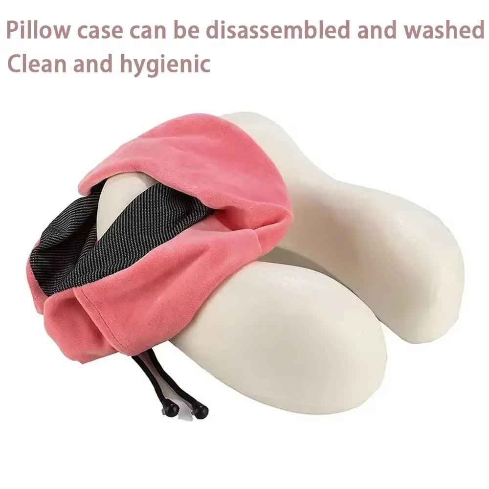 Memory Foam U-Shaped Pillow Neck Support Travel Portable Student Sleeping Aid Airplane Pillow Neckrest U-Pillow